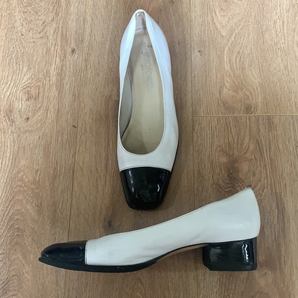 Vintage low heeled Italian leather pumps size 6 by Renzo Fontanelli